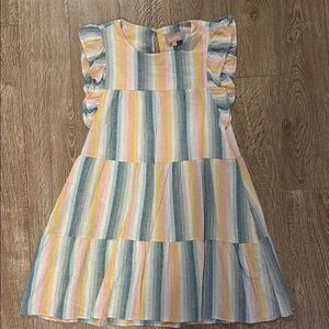 Show Me Your MuMu Blue and Cream Ruffled Tiered Sundress